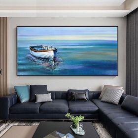 Handmade Oil Painting On Canvas Wall Art Decoration Modern Abstract Boat Landscape Picture  Living Room hallway bedroom luxurious decorative pain (size: 60x120cm)