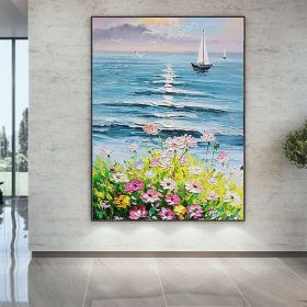 Hand Oil Painting CanvasWall Art Decoration Abstract Knife Painting Landscape Flowers For Home Living Room hallway bedroom luxurious decorative p (size: 50x70cm)