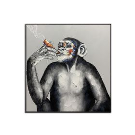Large Hand painted Colorful Monkey Oil Paintings Handsome Animal Pictures wall art Gorilla Canvas Painting caudros picture for living room No Fra (size: 150x150cm)