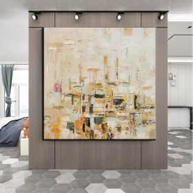 Handmade Oil Painting Color Block Gold Leaf Living Room Decoration Painting Abstract Painting Home Hanging Painting Wall Art (Style: 01, size: 100x100cm)