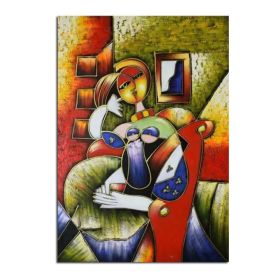 Copy World famous Oil Painting Abstract Portrait Lady By Pablo Picasso Wall Picture 100% Handmade Home Wall Decor Unique Gift (size: 70x140cm)