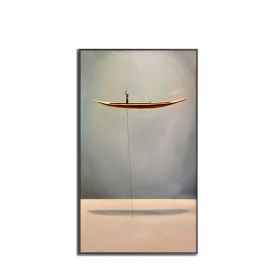 100 % Hand painted Canvas Paintings New Style Golden Boat painting Natural Landscape Creative Canvas Painting Wall Picture For Living Room office (size: 60x90cm)