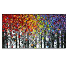 100% Hand Painted  Abstract Oil Painting Wall Art Modern Minimalist Colorful Tree Landscape Picture Canvas Home Decor For Living Room Bedroom No (size: 40x80cm)