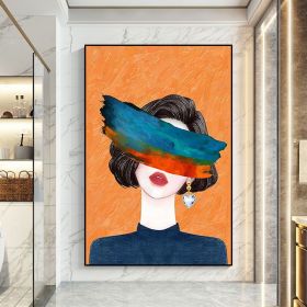 Decorative wall painting fashion woman canvas modern abstract oil painting living room bedroom art hand painting (size: 50x70cm)