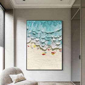 Thick Texture People On The Beach Handmade Abstract Oil Painting Unframed Custom Artwork China Import Item Decoration For Home (size: 60x90cm)